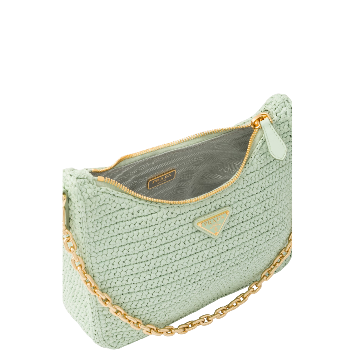 Bolsa Prada Re-Edition 2005 Raffia Verde Água