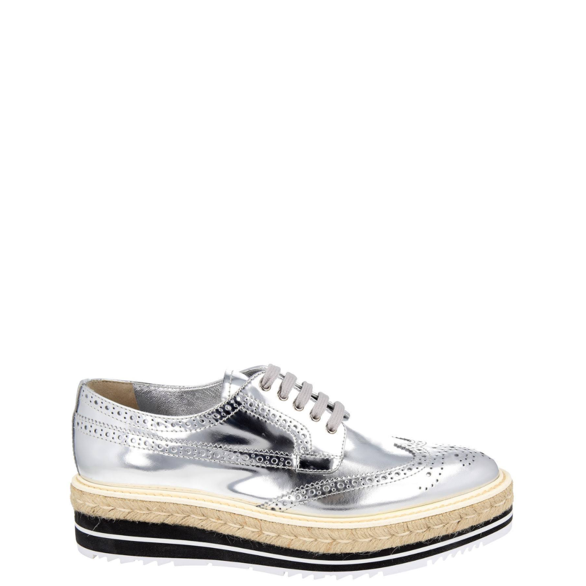 Oxford Prada Plataforma Prateado Tam. 37 Br
