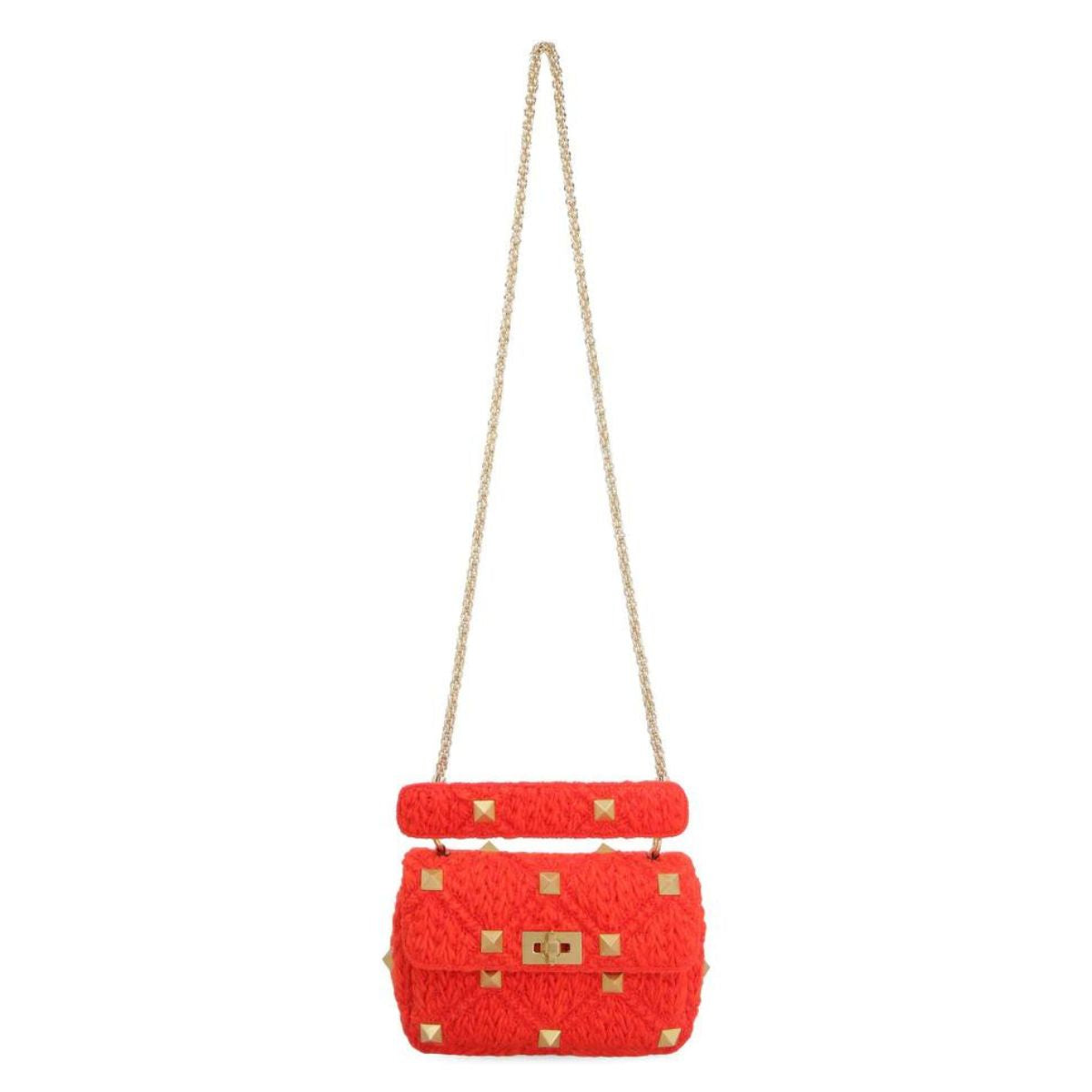 Bolsa Valentino Roman Stud Cashmere Laranja