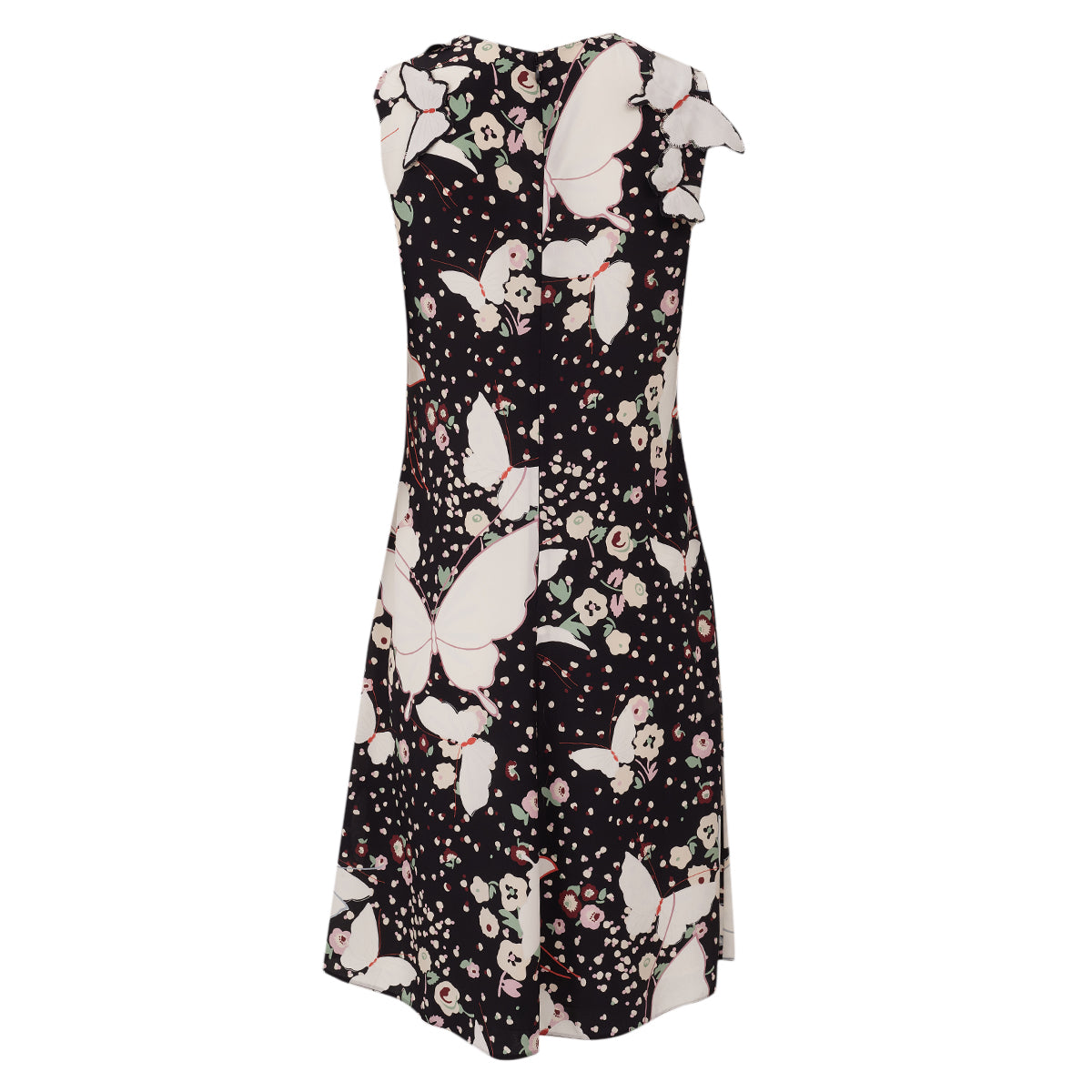 Vestido Sem Marca Preto Com Estampa De flores e Borboletas Tam P br