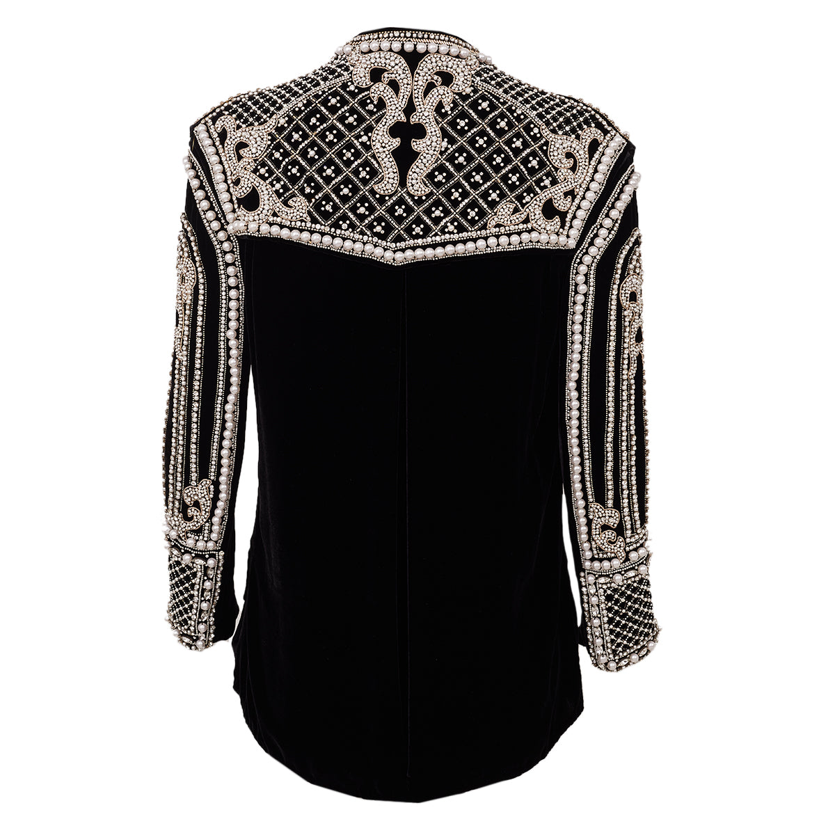 Casaco Balmain Preto Pedrarias Tam 36 Br