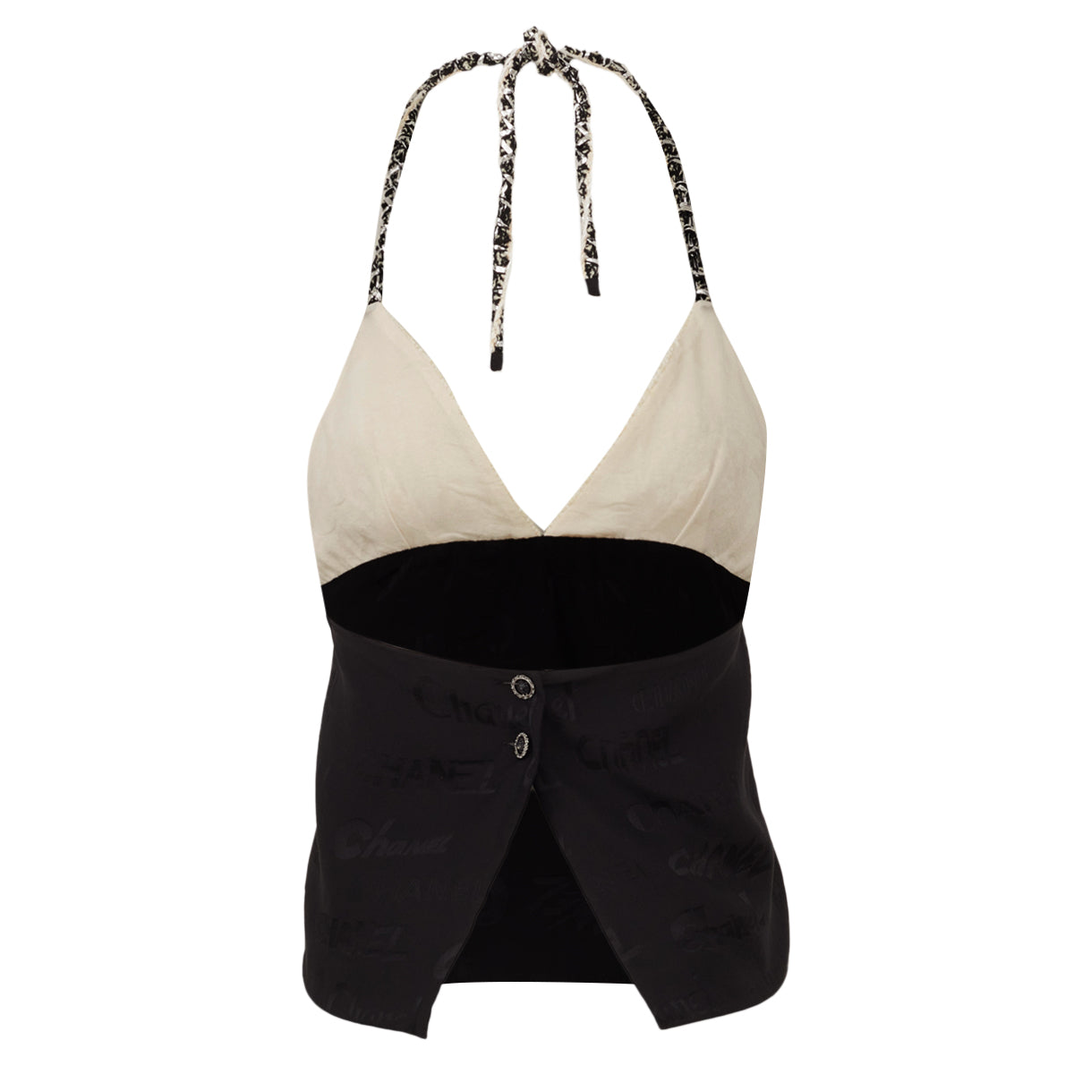 Top Chanel Tweed Branca e Preto Tam 34 Br