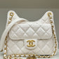 Bolsa Chanel Shiny Crumpled Quilted Small Branca