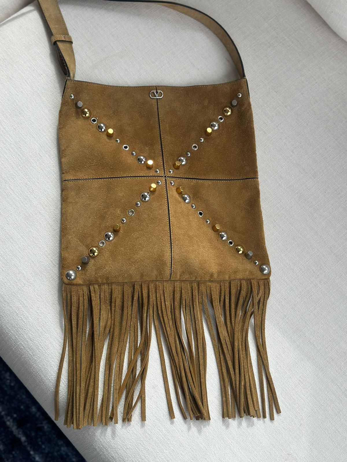 Bolsa Valentino Franjas Marrom