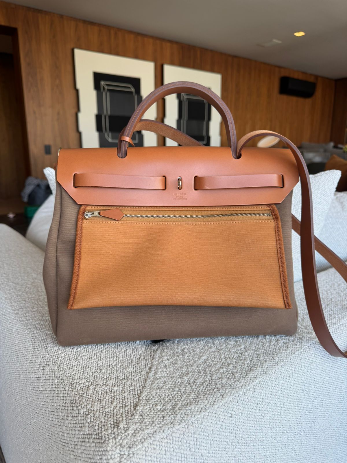 Bolsa Hermés Herbag Marrom