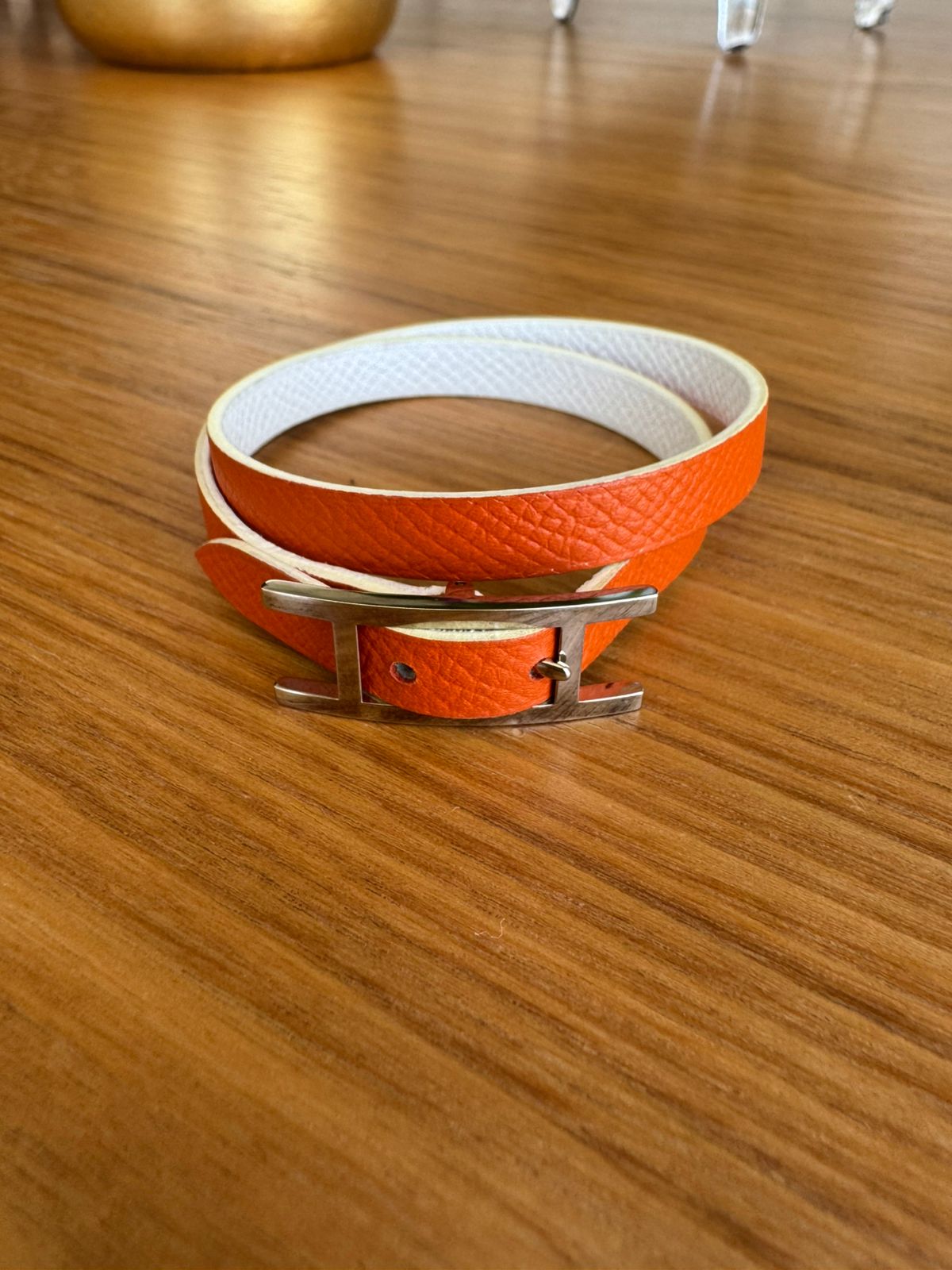 Pulseira Hermés Behapi Double Tour Laranja