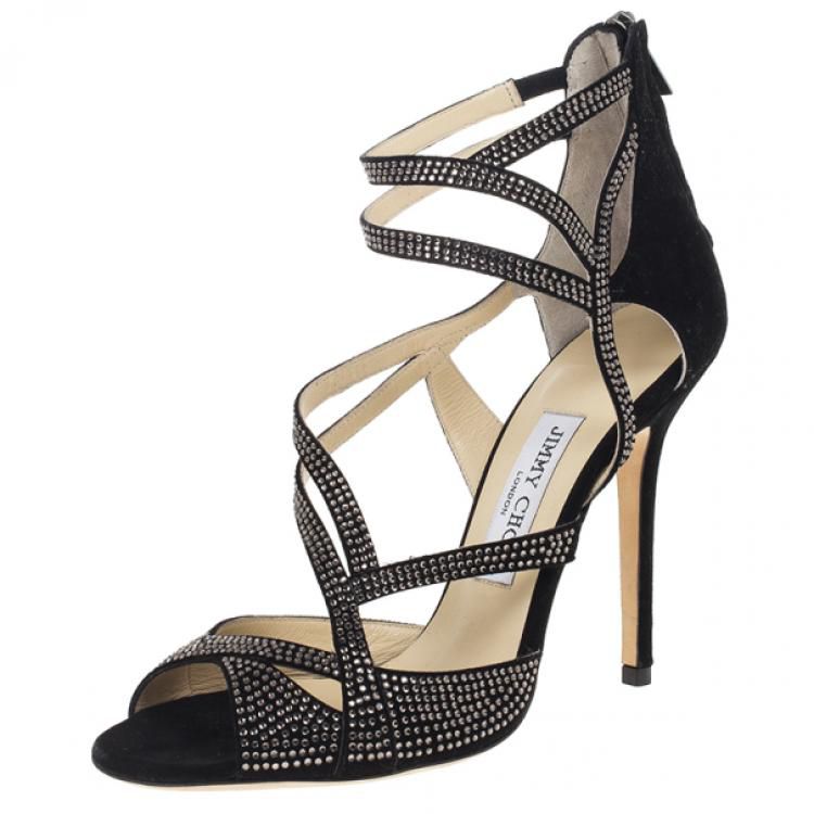 Sandália Jimmy Choo Brilho Preta Tam. 39 BR