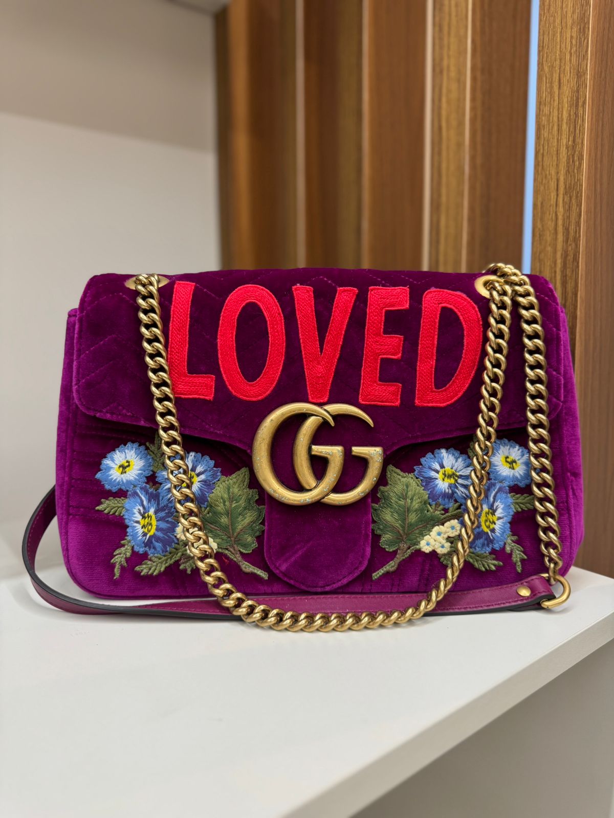 Bolsa Gucci Marmont Veludo Roxo LOVED