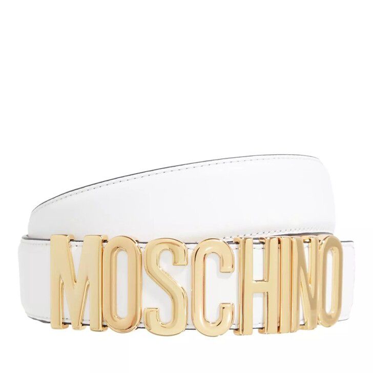 Cinto Moschino com o logótipo em metal dourado