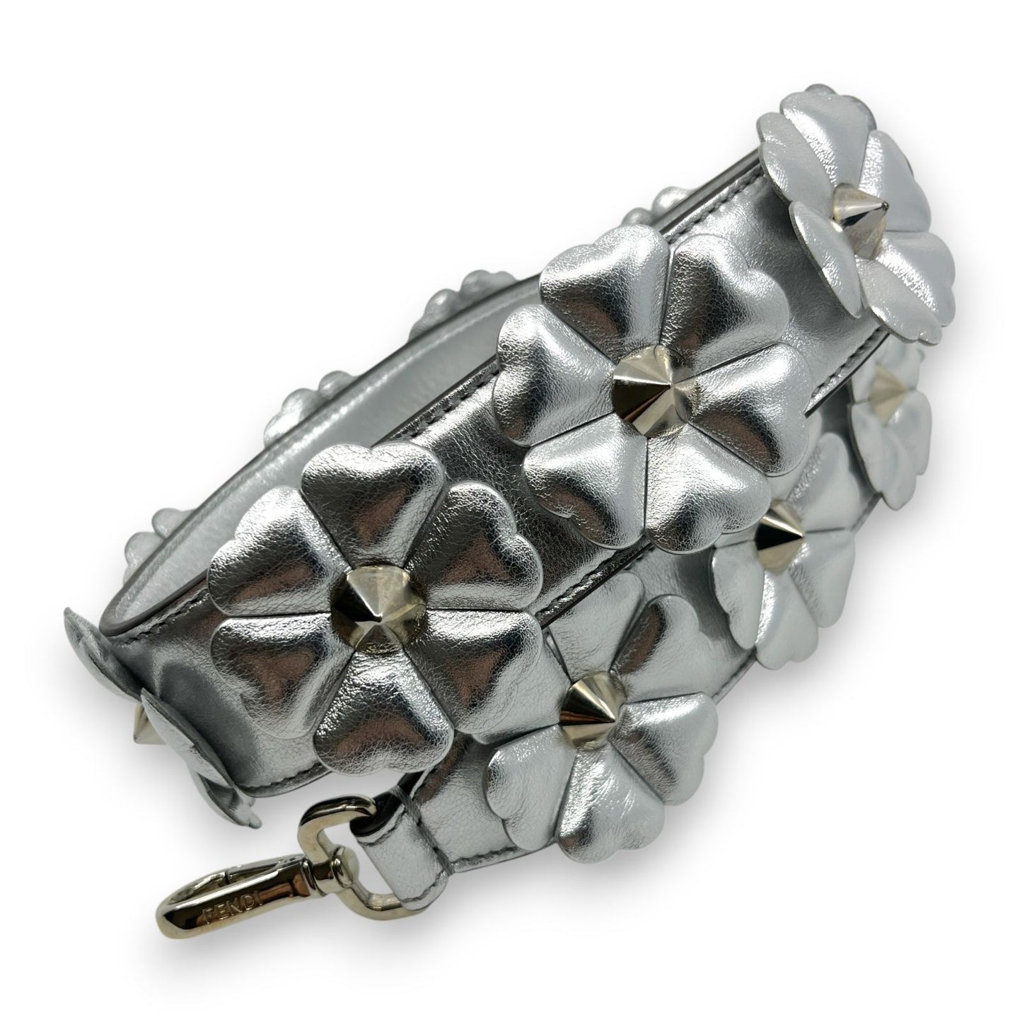 Alça Fendi flores prateada