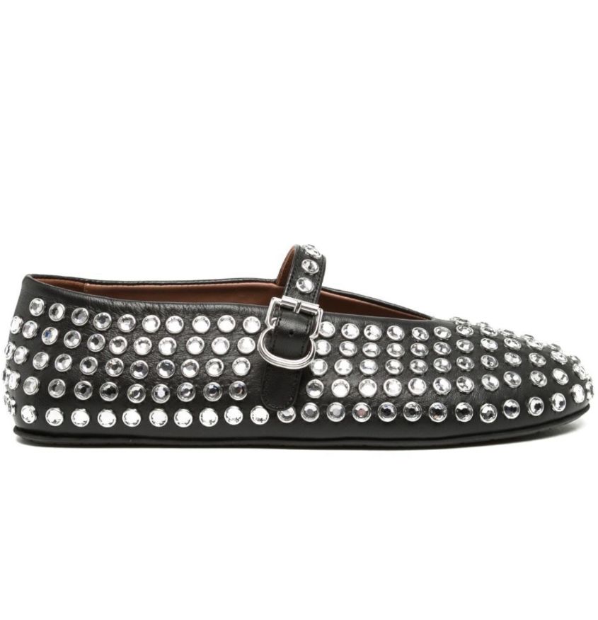 Sapatilha Alaïa preta com cristais TAM. 38 BR