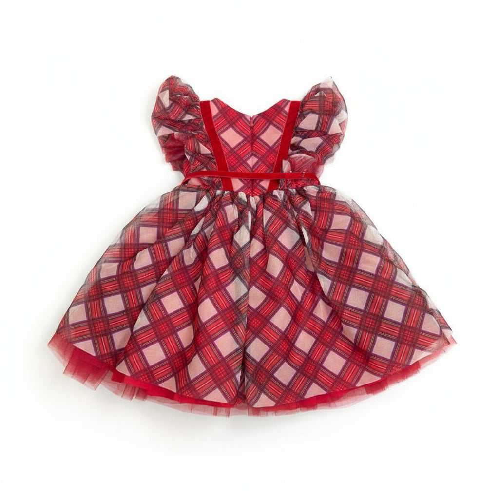 Vestido Monnalisa vermelho xadrez Tam 3-4