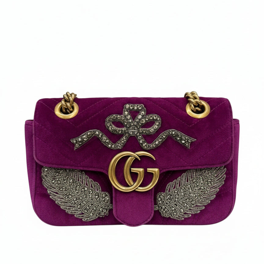 Bolsa Gucci Marmont Veludo Roxo