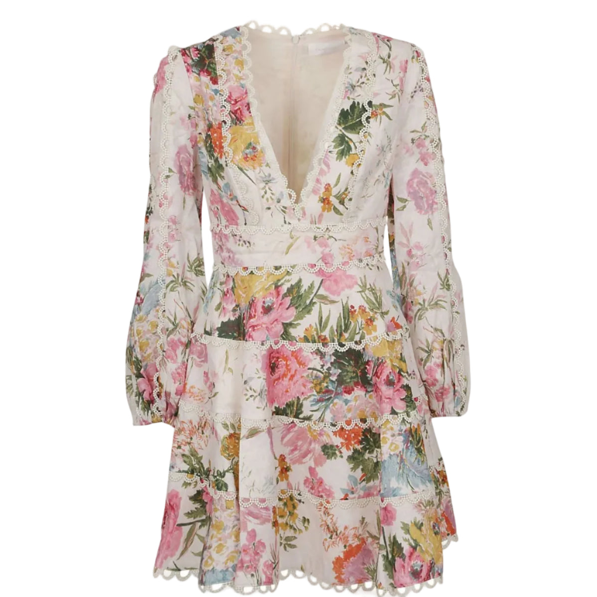 Vestido zimmermann bege floral bordado TAM 38 br