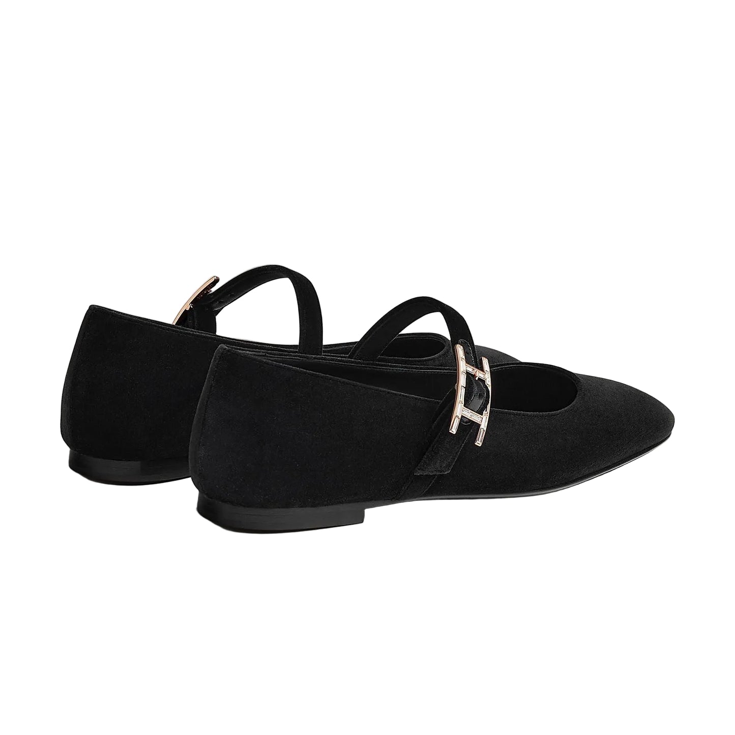 Sapatilha Hermès Jane Veludo Preta Tam. 37 Br