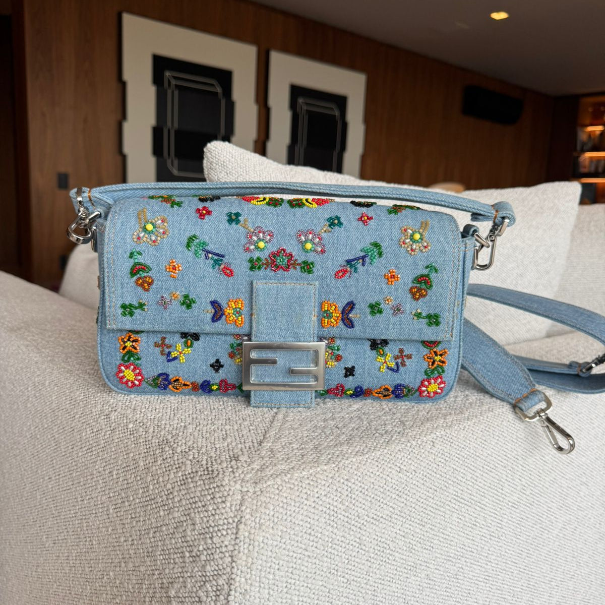 Bolsa Fendi Baguette Jeans Azul