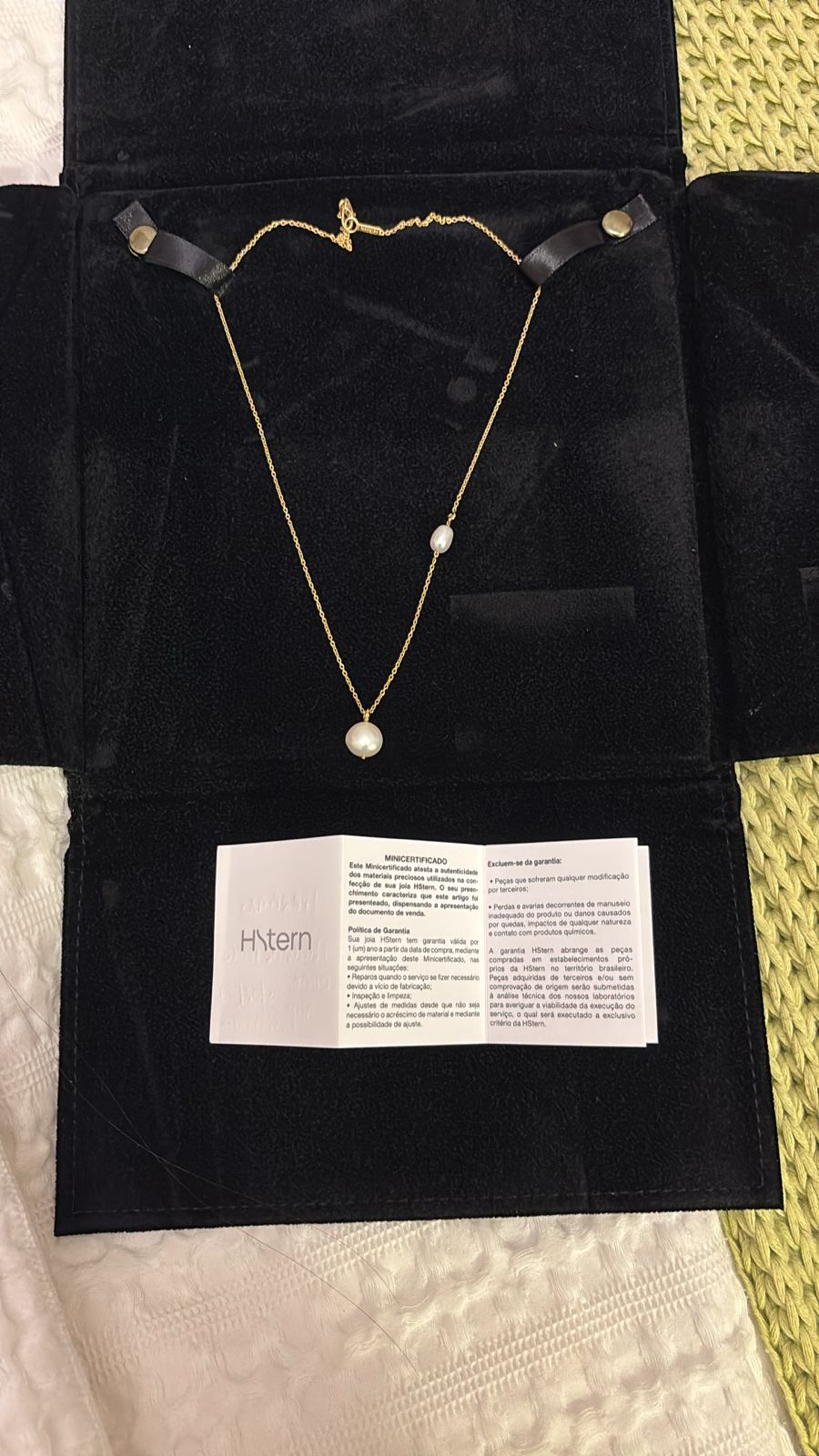 Colar Hstern Ouro 18K Com Pérolas e Diamante