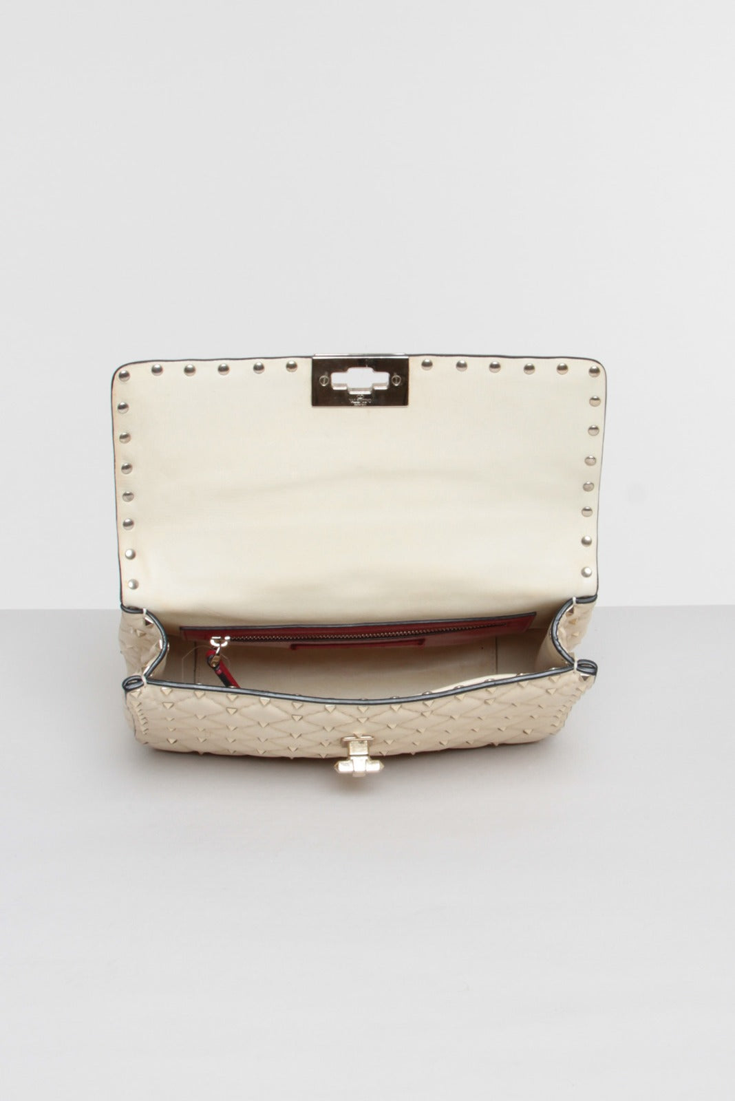 Bolsa Valentino Rockstud Spike Lambskin Off-White