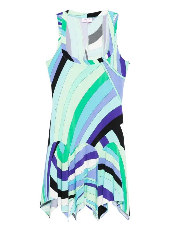 Vestido Emilio Pucci Estampado Azul e Verde Tam. 36 BR