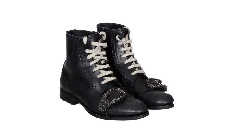 Bota Gucci Queercore Brogue Ankle Boots preta TAM. 34 BR