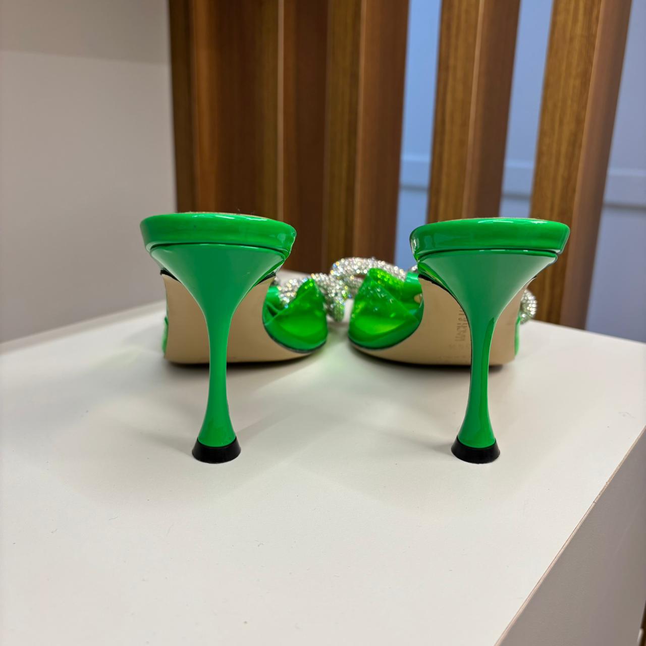 Sandália Mach & Mach Double Bow Slide verde TAM. 34,5 BR