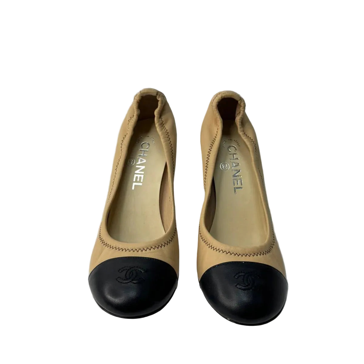 Scarpin Chanel Elastic Cap Toe Bicolor Bege Tam. 36 Br