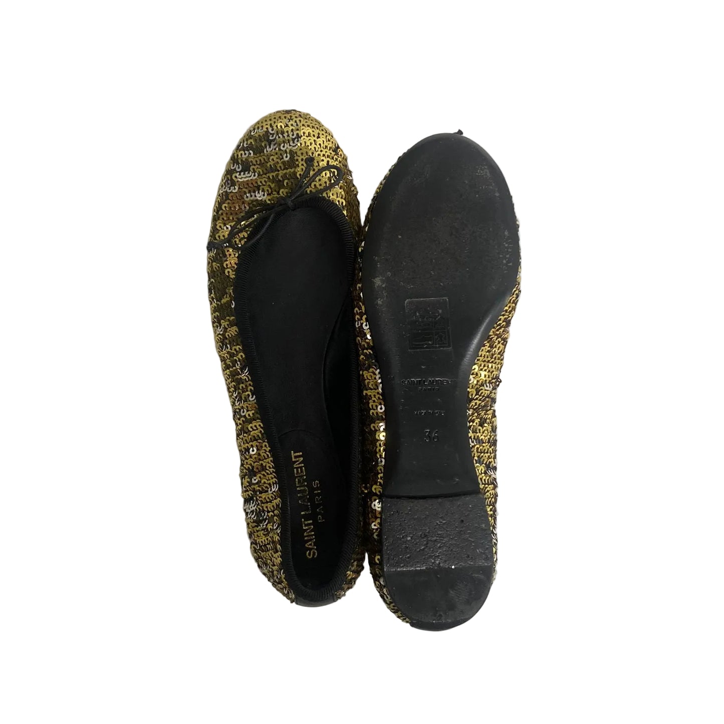 Sapatilha Saint Laurent Lantejoulas Dourada Tam 34 Br