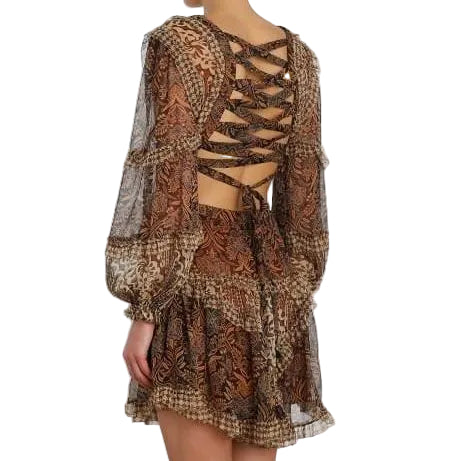 Vestido Zimmermann Estampa Marrom Tam 34 BR