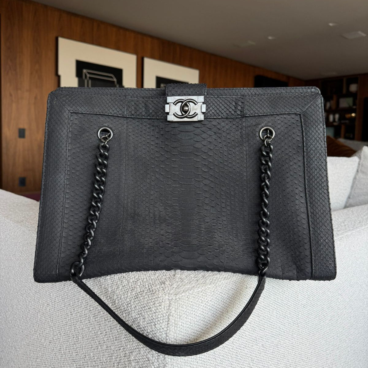 Bolsa Chanel Python Preto