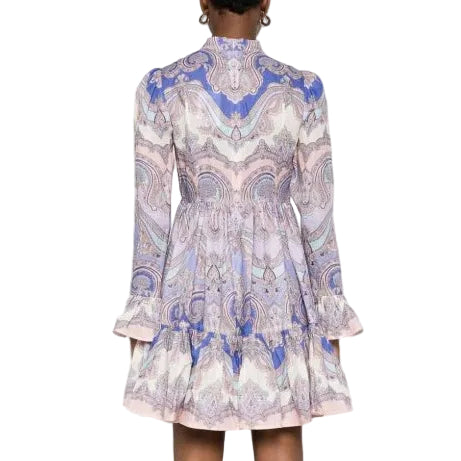 Vestido Zimmermann Maxine Long Sleeve Mini Dress Roxo Tam 34 BR
