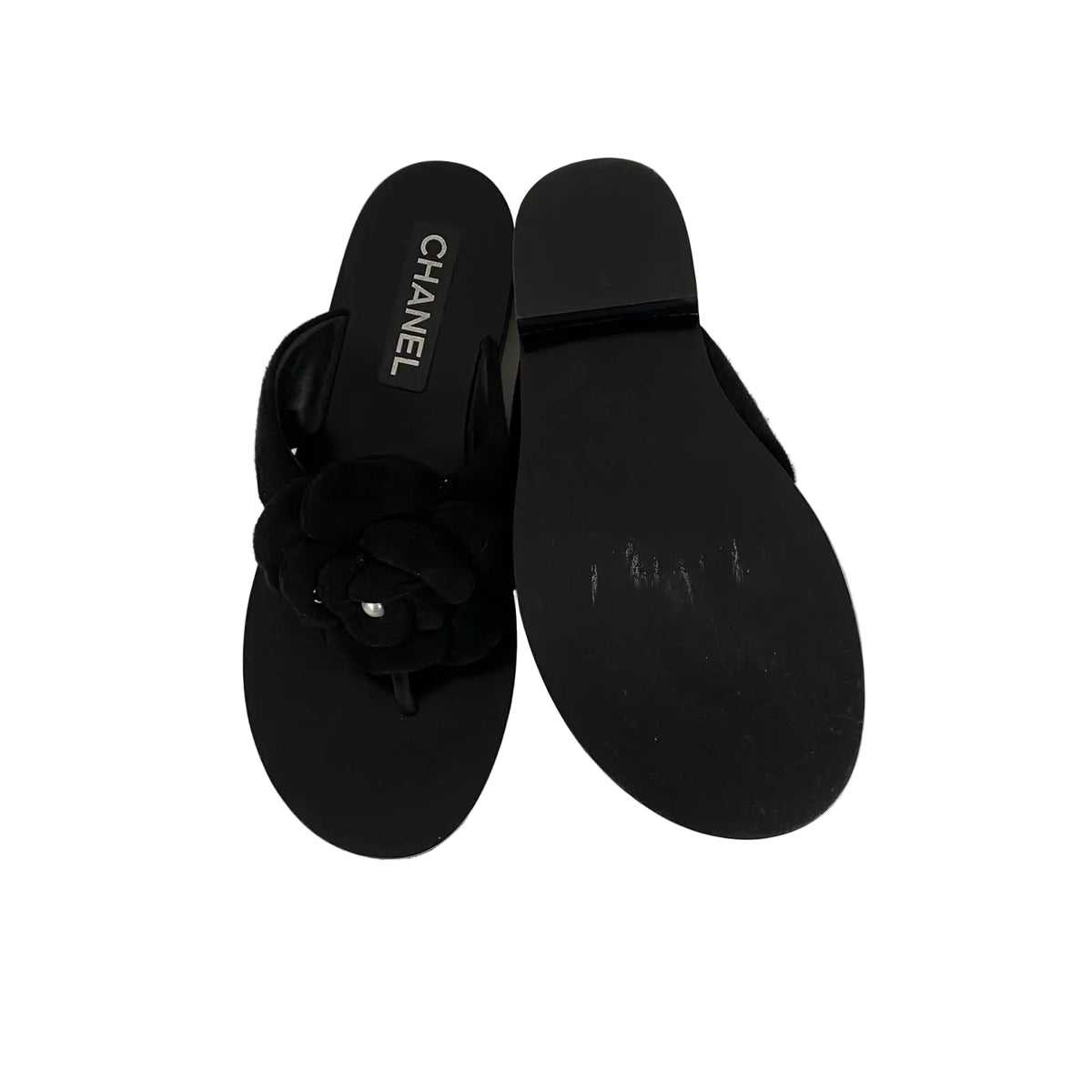 Rasteira Chanel Preta Camelia Tam 37 BR
