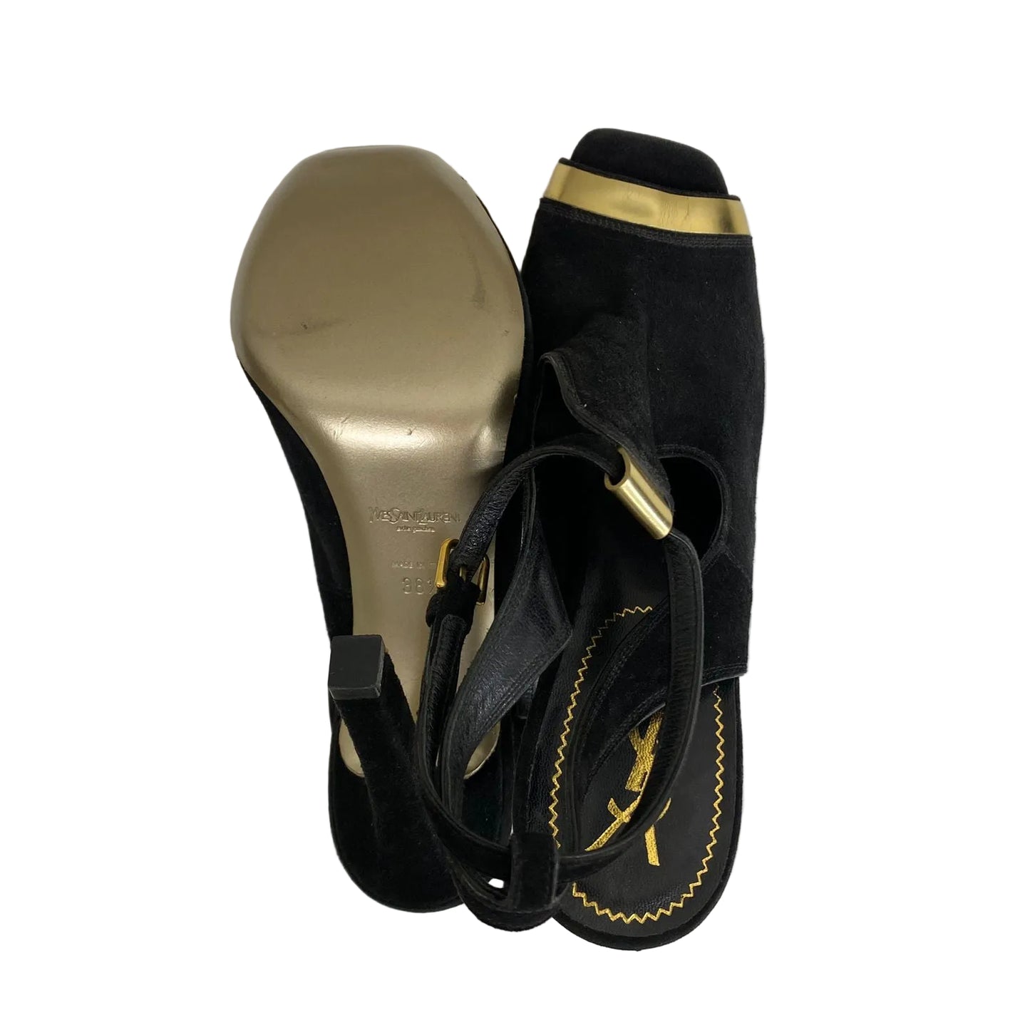 Sandalia Saint Laurent Camurça Preto Tam 36,5 Br