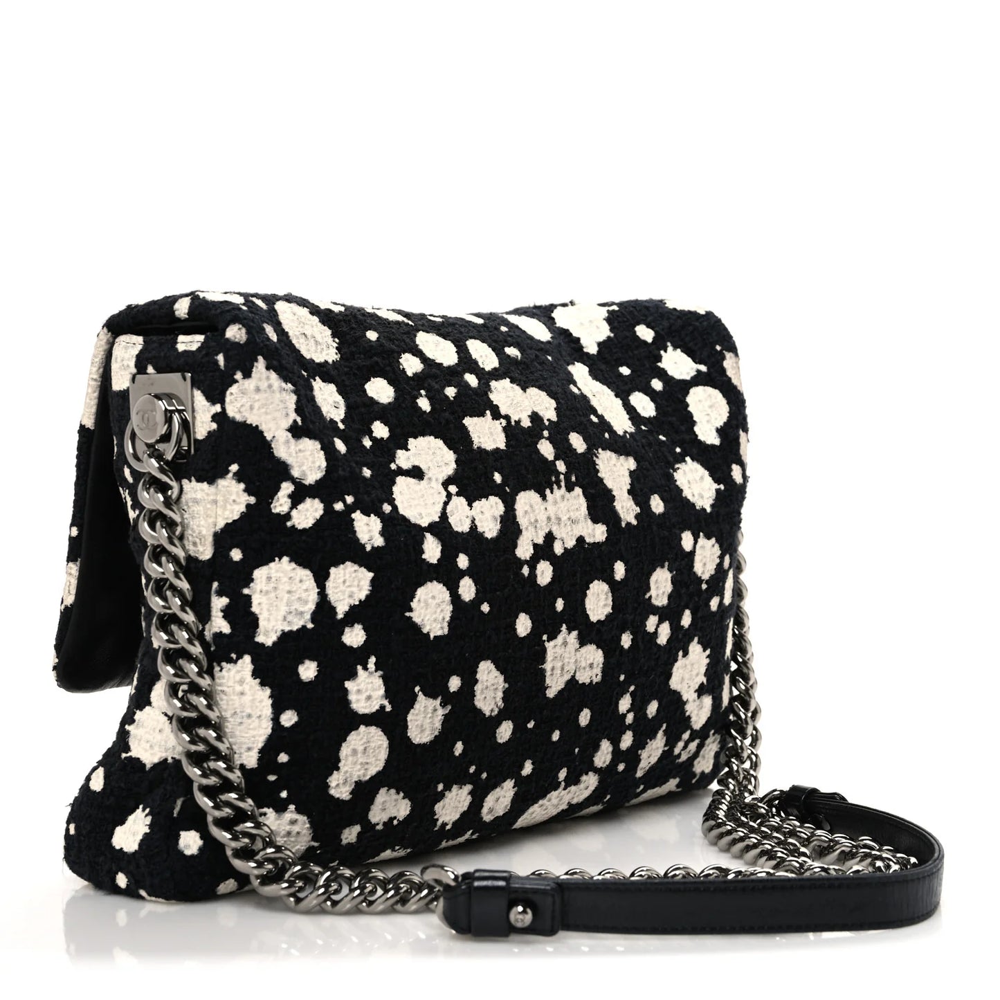Bolsa Chanel Classic Flap Tweed Preta e Branca