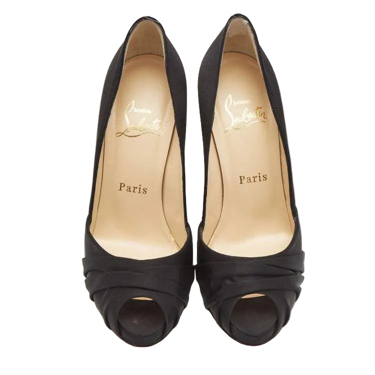 Sandalia Christian Louboutin Preta Tecido Tam 38 Br