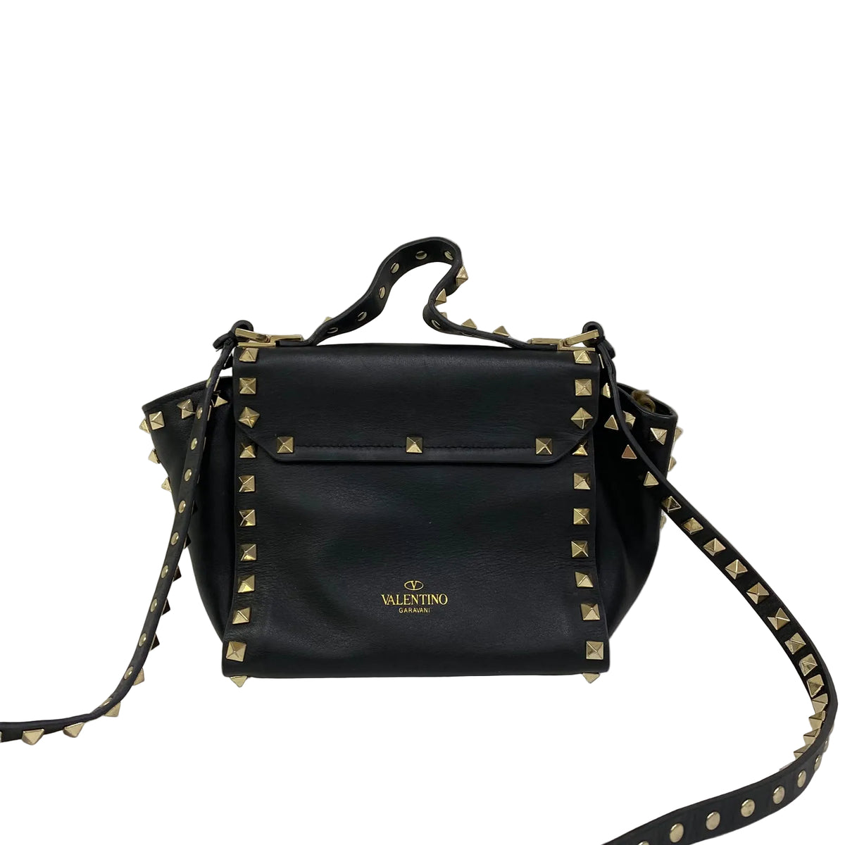 Bolsa Valentino Rockstud Double Handle Tote Preta