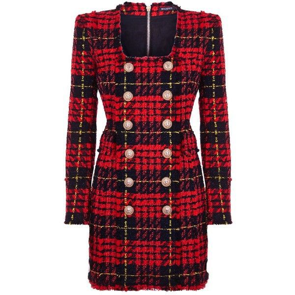 Vestido Balmain Tweed Vermelho Tam 34 Br