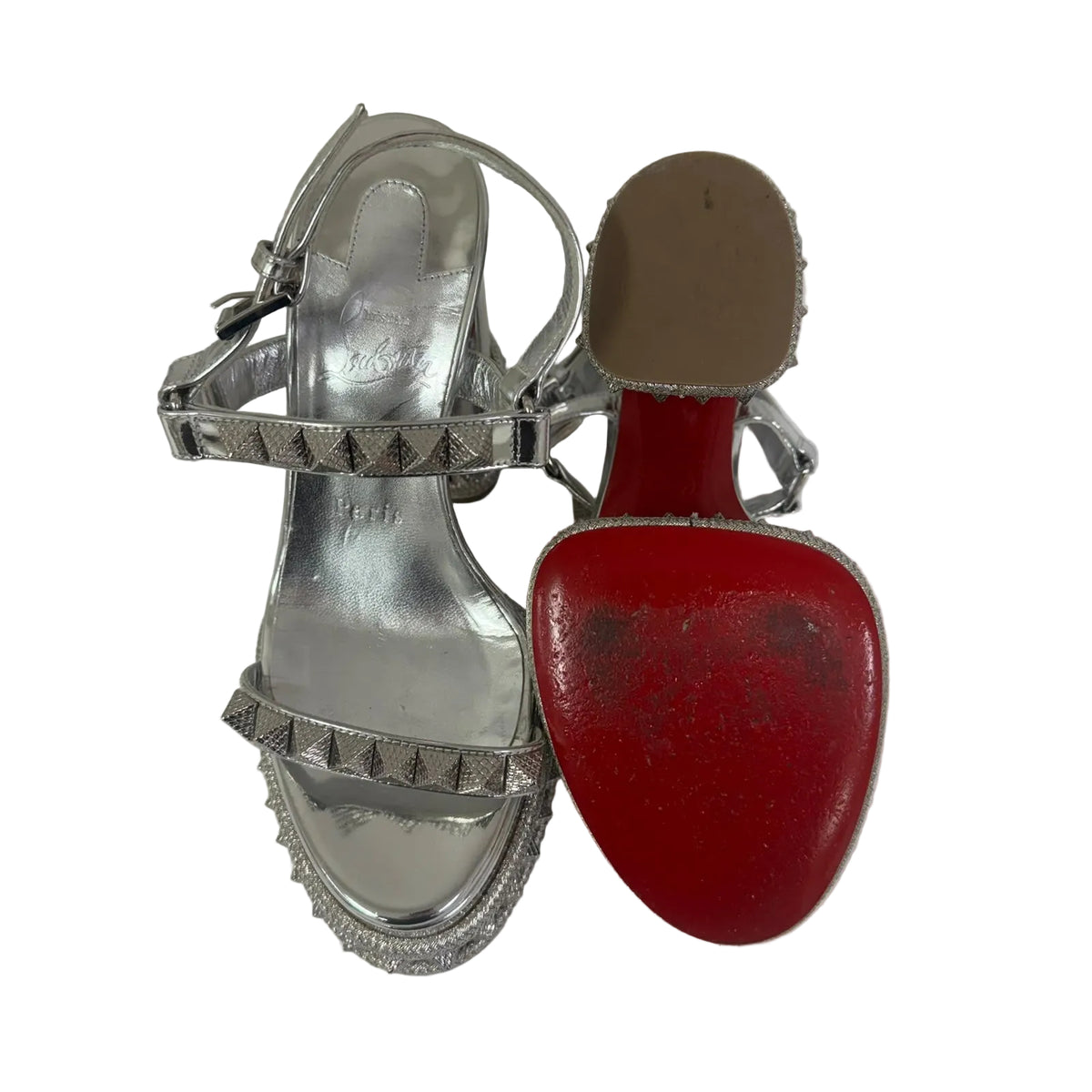 Sandalia Louboutin Prata Com Spikes Tam 34 BR