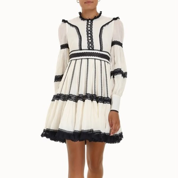 Vestido Zimmermann Branco Detalhe Preto Tam 36 BR