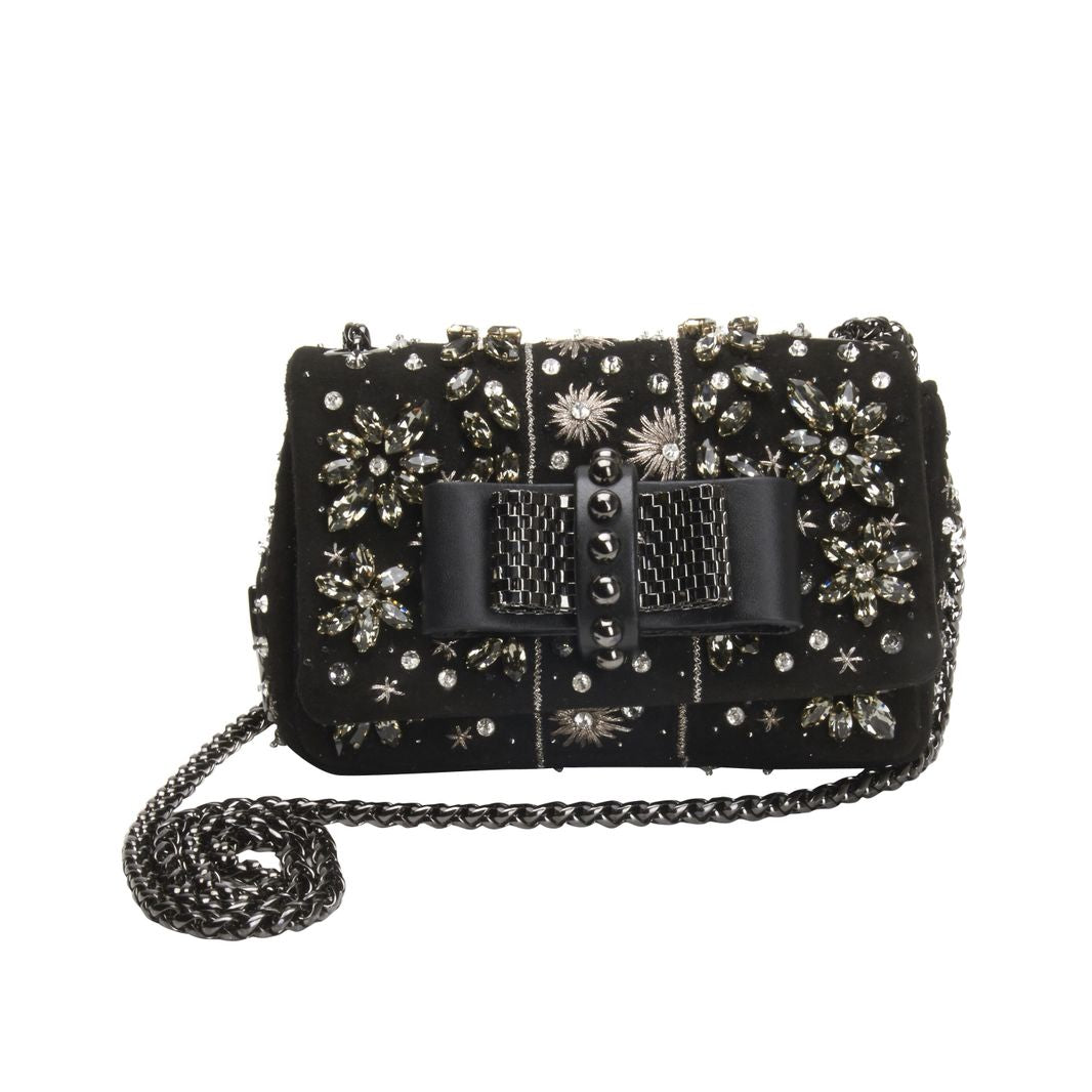 Bolsa Louboutin Preta Com Pedraria