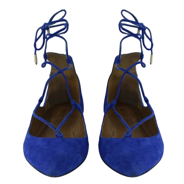 Sapatilha Aquazzura Christy Flats Azul Tam 36,5 BR