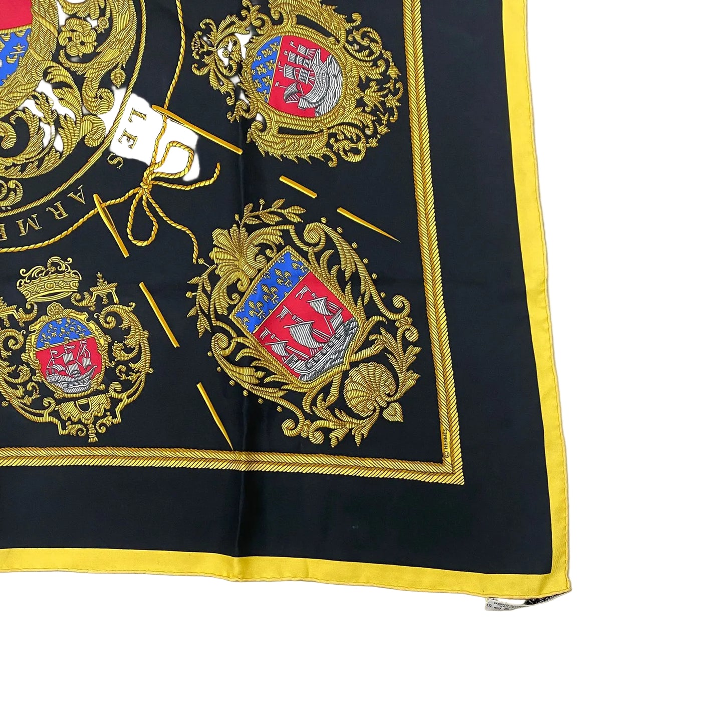 Lenço Hermès Preto Estampa Navio