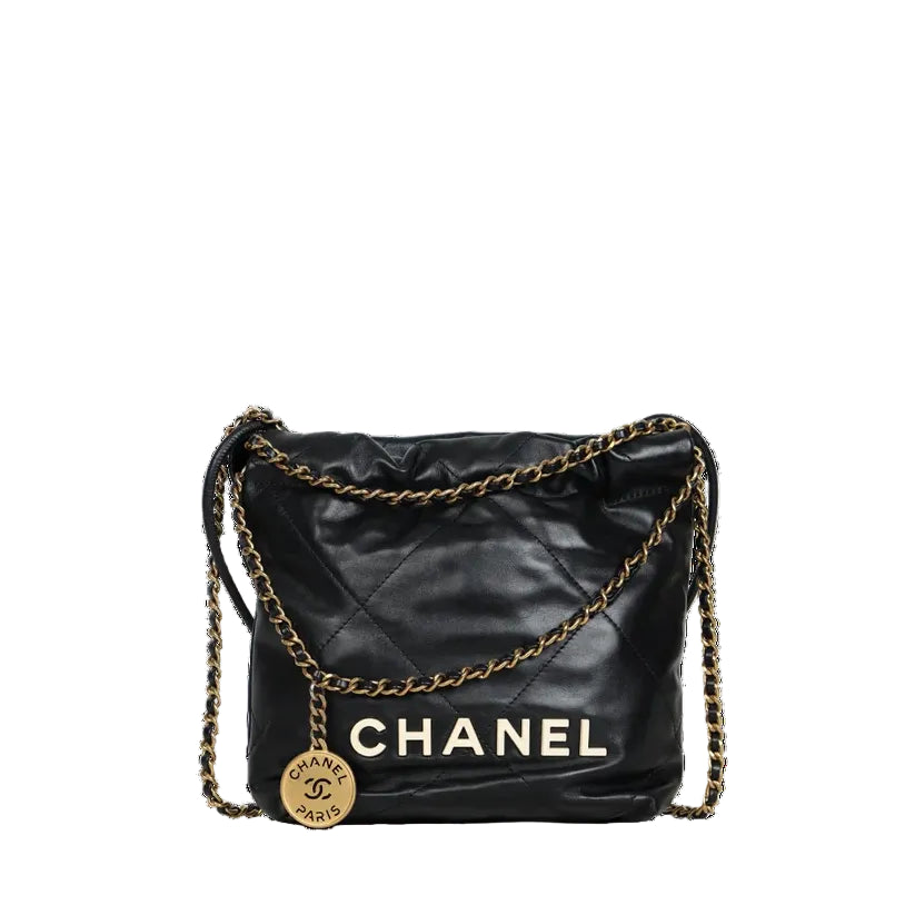 Bolsa Chanel 22 Mini Preta Ferragem Dourada