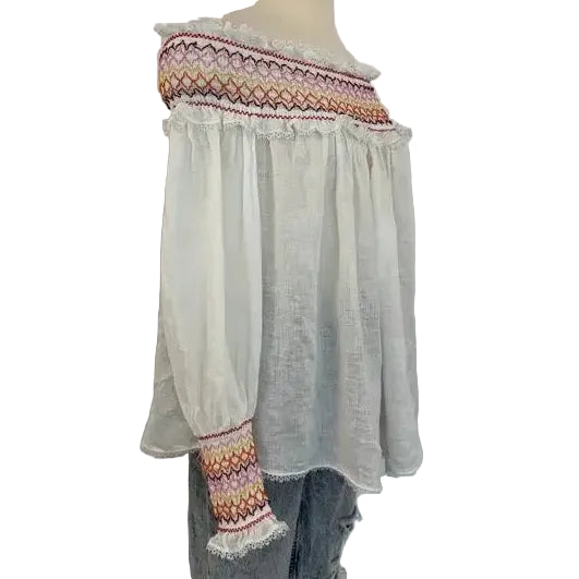 Blusa Zimmermann Branca Com Bordado Tam 34 br