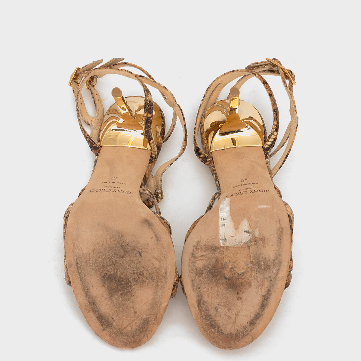 Sandália Jimmy Choo de Couro Bege Tam. 40