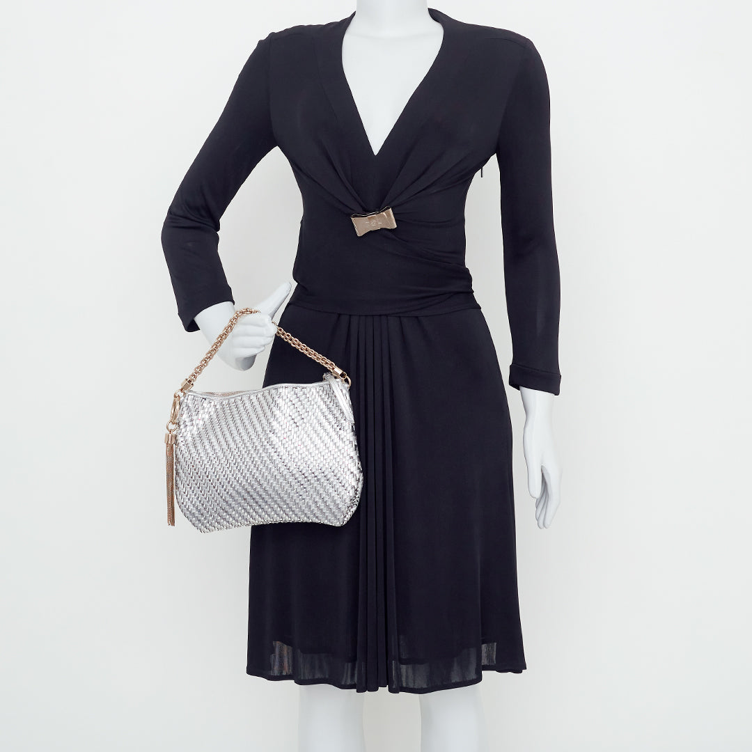 Clutch Jimmy Choo Intrecciato Prata