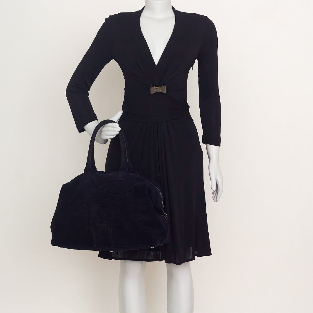 Bolsa Saint Laurent Suede Azul Marinho