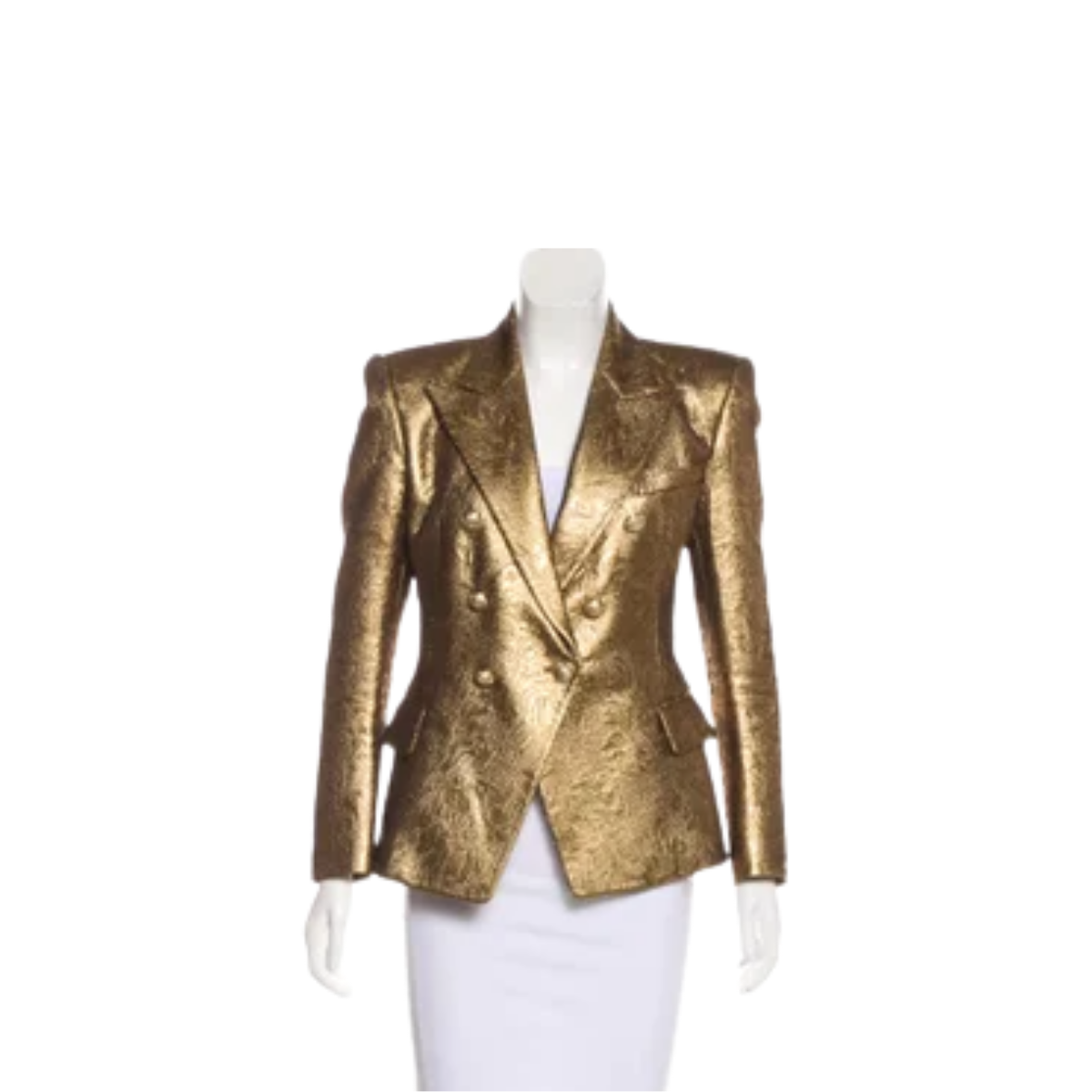 Blazer Balmain Gold Double Breasted Brocade Tam. 42