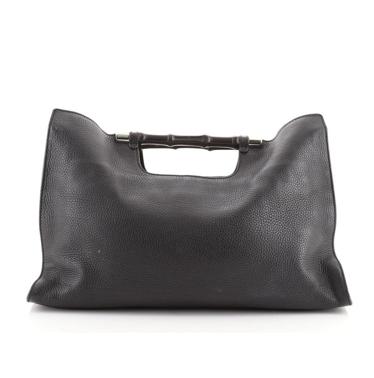 Bolsa Gucci Bamboo Leather Preta Grande