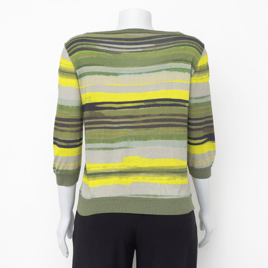 Blusa MaxMara Listrada Verde e Amarela Tam. L