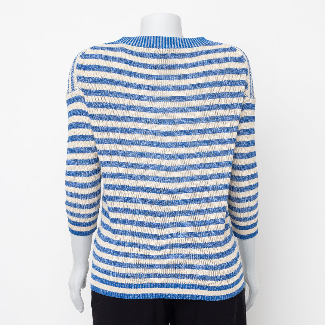 Blusa J.Crew Listrada Off White e Azul Tam. XS